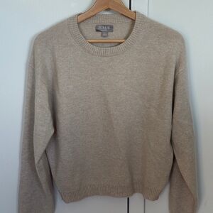 J. Crew Light tan cashmere crewneck sweater